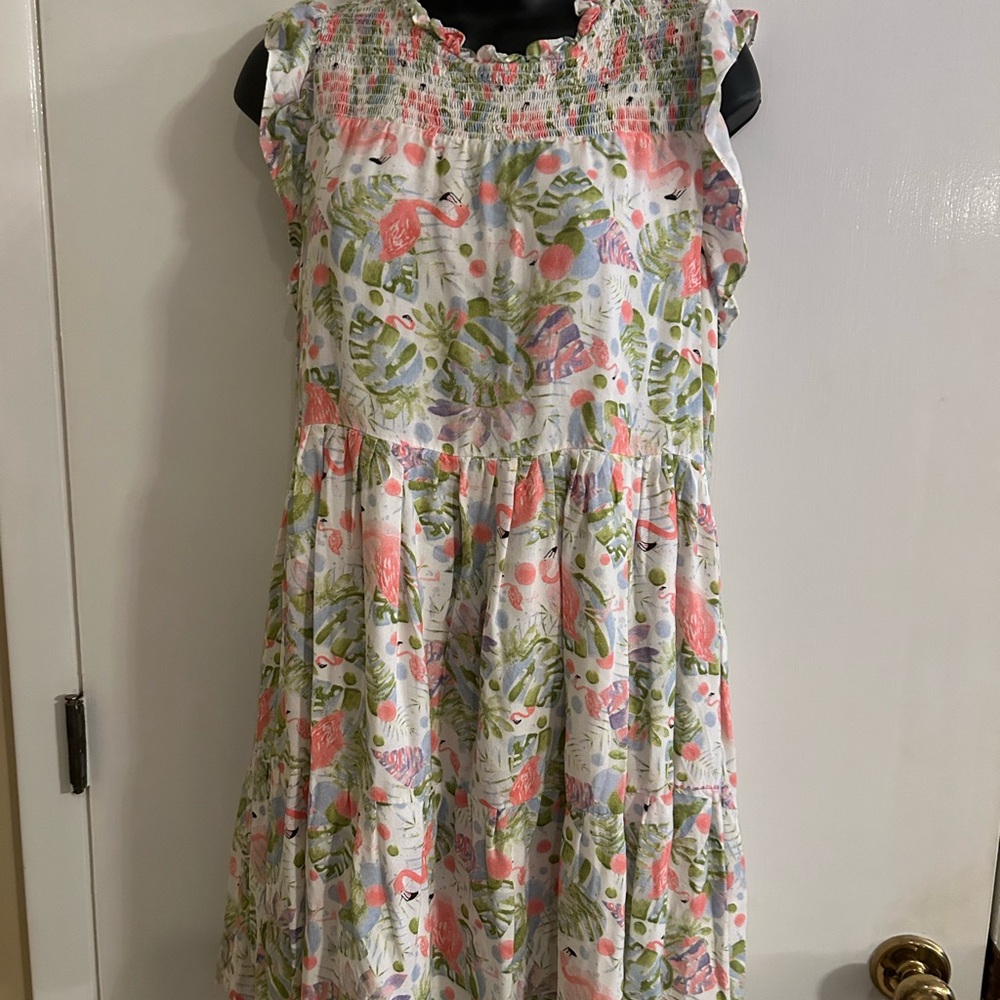 Hayden Mini Dress with Pink and Green Floral Pattern